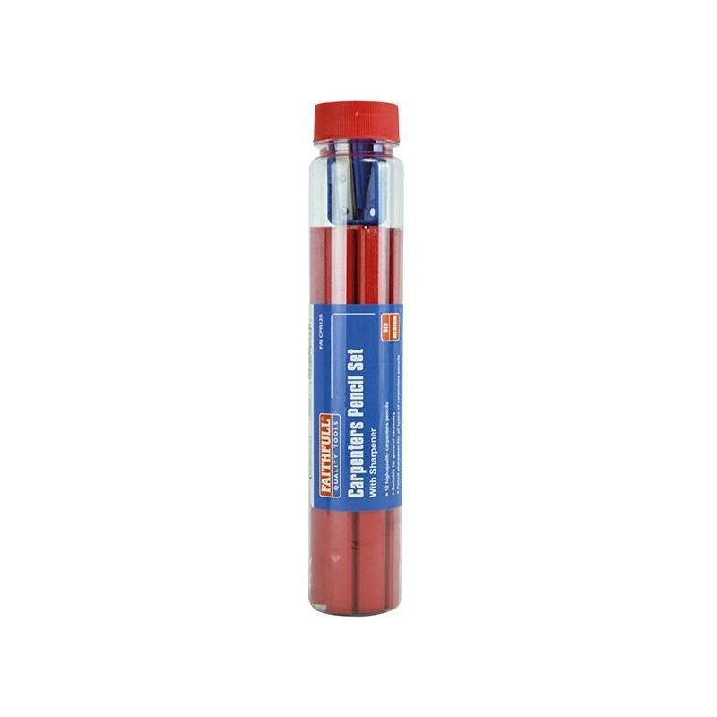 Faithfull Carpenter's Pencils Tube & Sharpener Faithfull - Town Tools