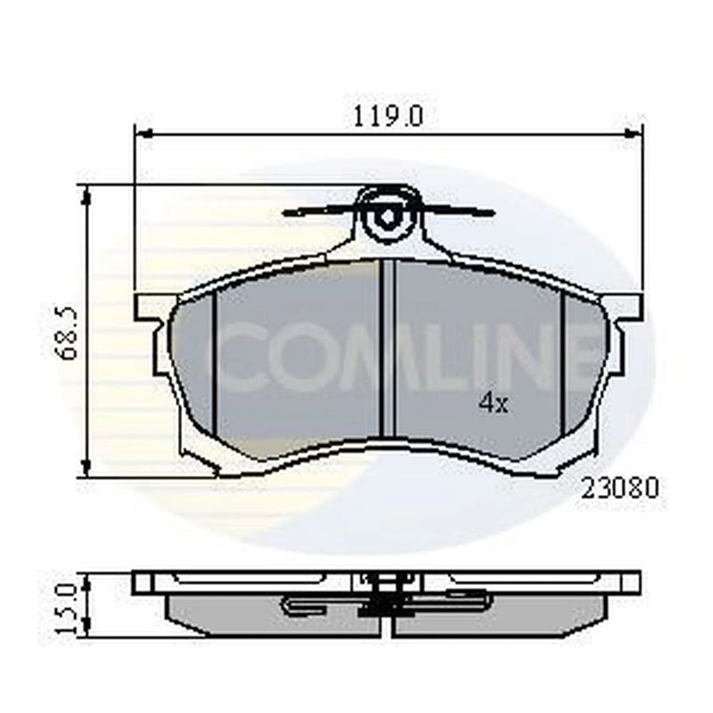 Comline 4 x Front Brake Pad Set fits Mitsubishi Carisma 1995-2006 1.6 1.9