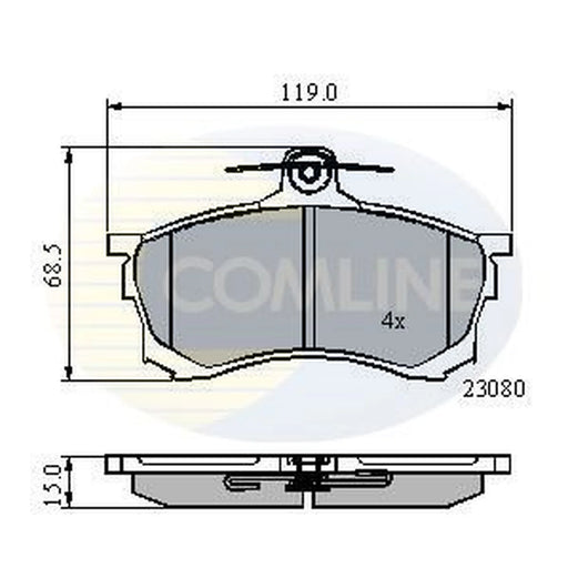 Comline 4 x Front Brake Pad Set fits Mitsubishi Carisma 1995-2006 1.6 1.9