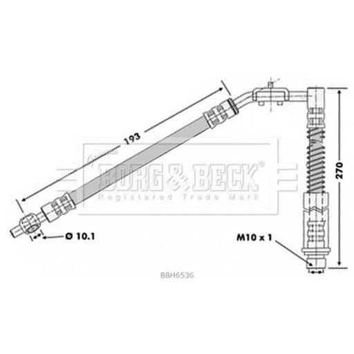 Borg & Beck Brake Hydraulic Hose Line Front Left BBH6536