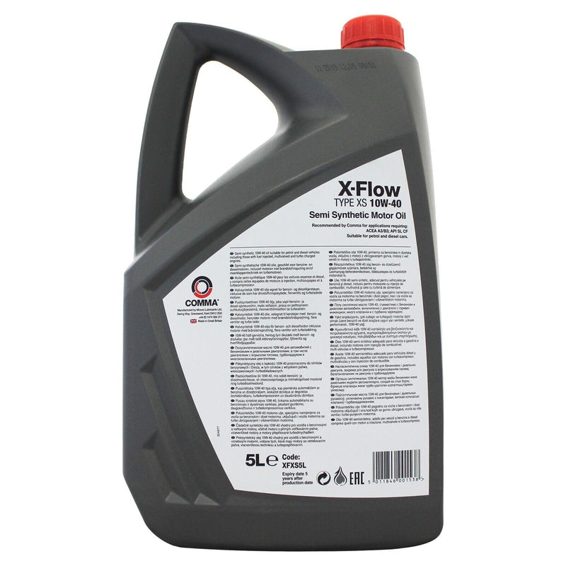 Comma - XFXS5L - X-FLOW TYPE XS 10W40 Semi synthetic motor oil ACEA A3/B3 5L Comma  - Dynamic Drive