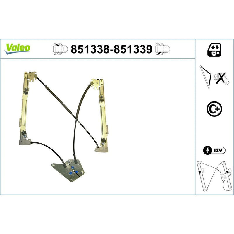 Valeo Electric Window Regulator Lifter Right Rear 851339