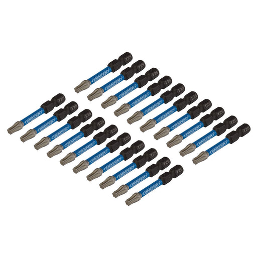 Draper Expert TX-STAR Impact Screwdriver Bits, T25 x 50mm, 1/4" Hex (Pack of 20) Draper - Dynamic Drive