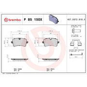 Brembo 4 x Rear Brake Pad Set fits Audi A6 Allroad C7 2012-2018 3.0