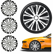 JRP 4x Wheel Trims Hub Caps 15" Silver & Black Alloy Look