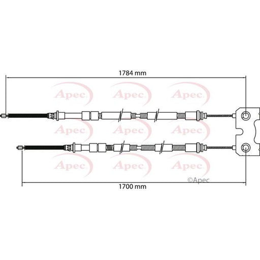 Apec Handbrake Cable Left Rear fits Ford Escort VI Estate 1995-2001 1.3 1.4 1.8