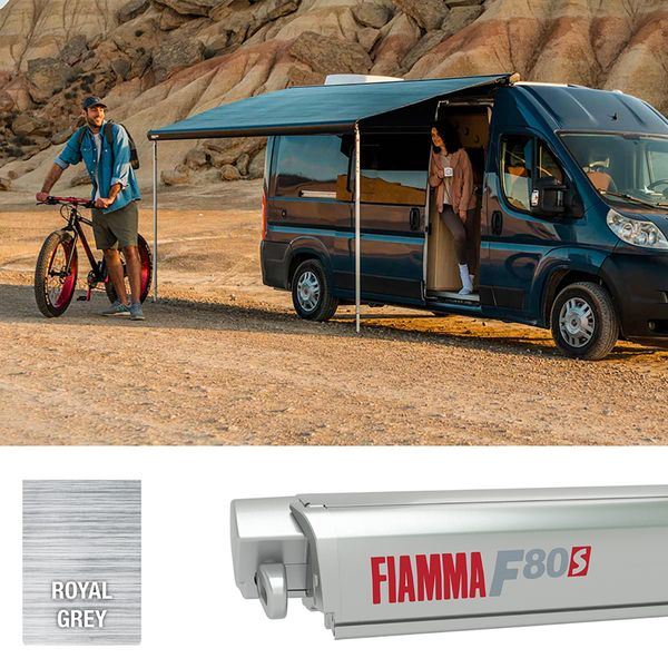 Fiamma F80s 400 Awning Titanium - Royal Grey Fabric (07832E01R) - Fiamma wall installation adapters enabling secure awning mounting across different vehicle types - NN4 Online