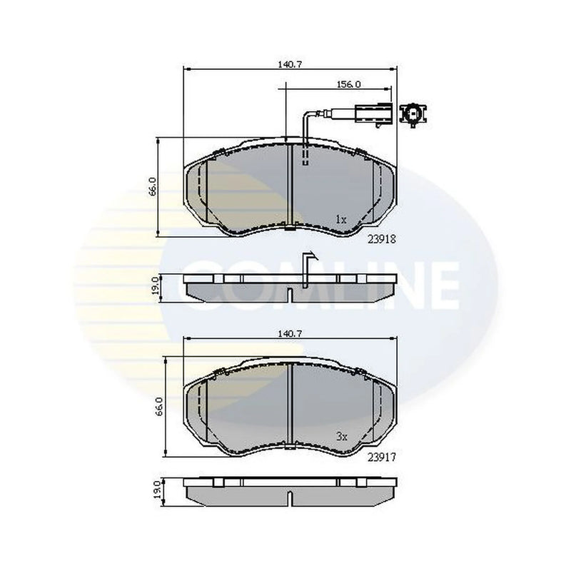Comline 4 x Front Brake Pad Set fits Citroën Relay I 1994-2002 1.9 2.0 2.5 2.8