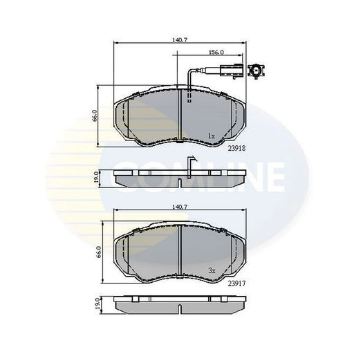 Comline 4 x Front Brake Pad Set fits Citroën Relay I 1994-2002 1.9 2.0 2.5 2.8