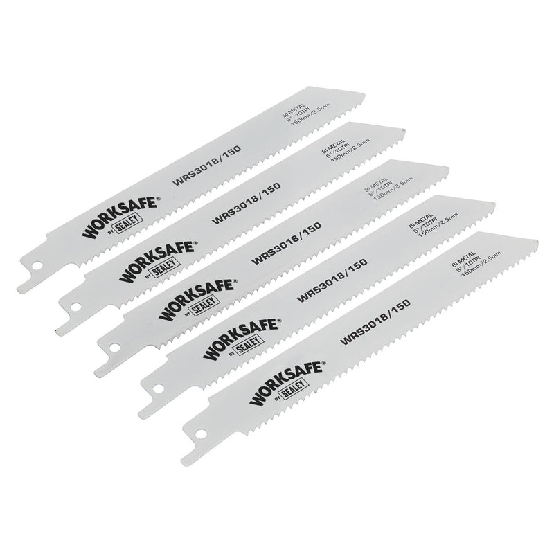Sealey Reciprocating Saw Blade 150mm 10tpi Pack of 5 WRS3018/150 Sealey - Dynamic Drive
