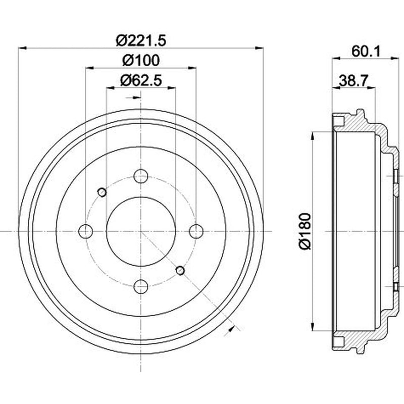 Mintex 2 x Brake Drums fits Hyundai Amica / Atoz 1998-2010 1.0 1.1