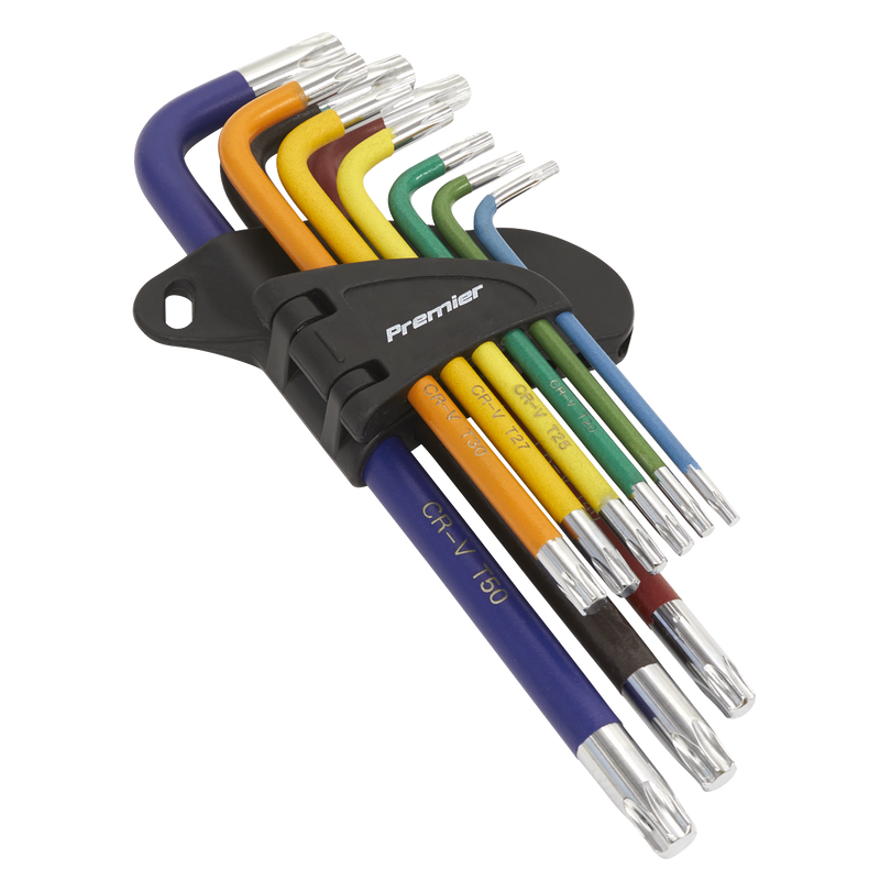 Sealey Trx Star Torx Key Set Colour Coded Long Allen T10-T50 Premier 9pc Sealey  - Dynamic Drive