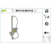 Valeo Electric Window Regulator Lifter Right Rear 851115