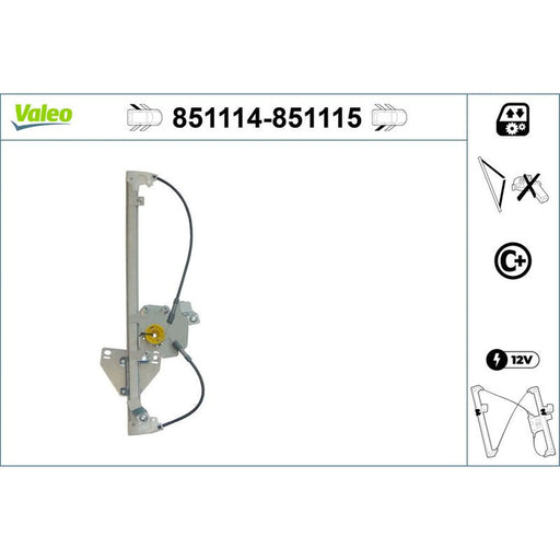 Valeo Electric Window Regulator Lifter Right Rear 851115