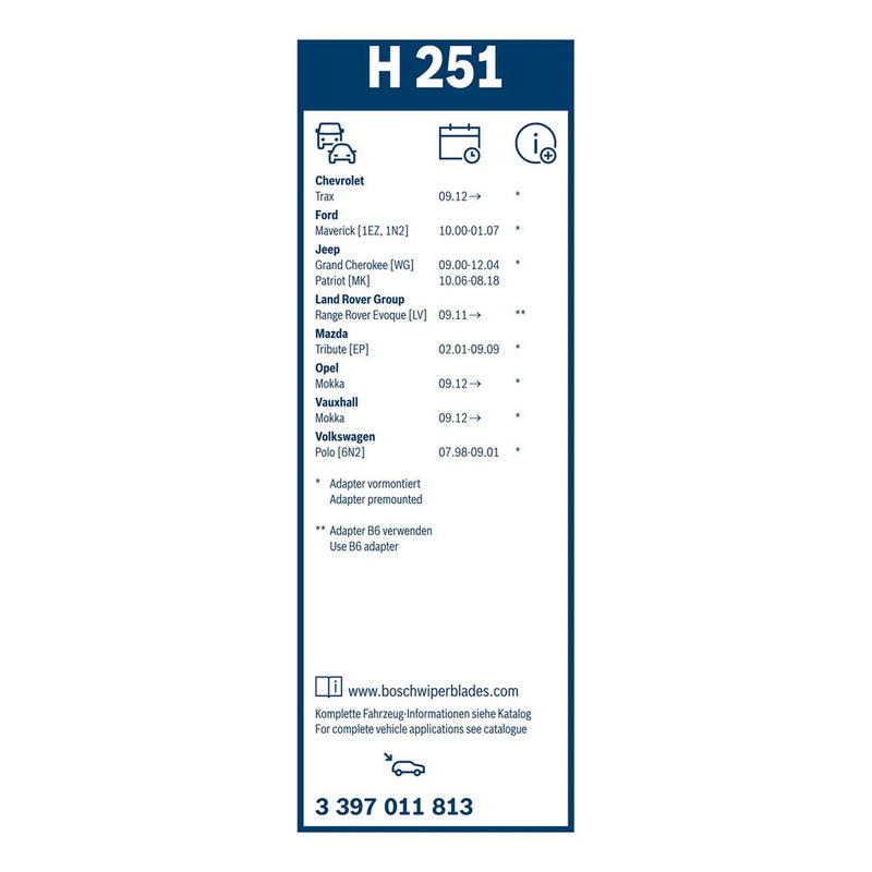 Bosch Conventional Wiper Blade 250mm — H251 fits Chevrolet Trax 2012-2013