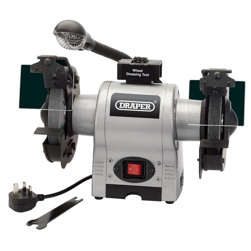 Draper Bench Grinder With Worklight, 150mm, 370W 05095 Draper - Dynamic Drive