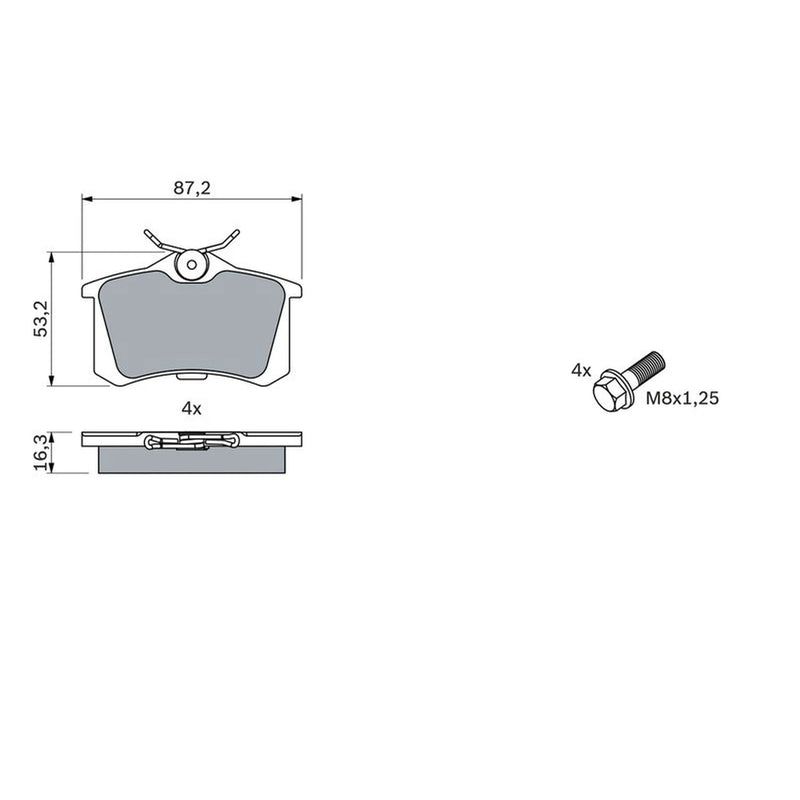 Bosch Front & Rear Pads fits Peugeot Partner 1996-2015 1.1 1.4 1.6 1.9 2.0