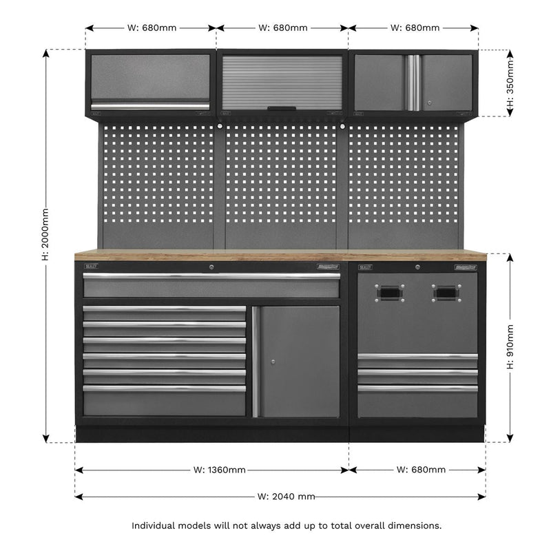 Sealey Modular Storage System Combo Pressed Wood Worktop APMSSTACK14W Sealey - Dynamic Drive