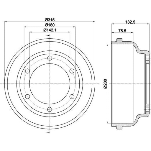 Mintex Brake Drum Assembly Rear fits Ford Transit 2000-2006 2.3 2.4