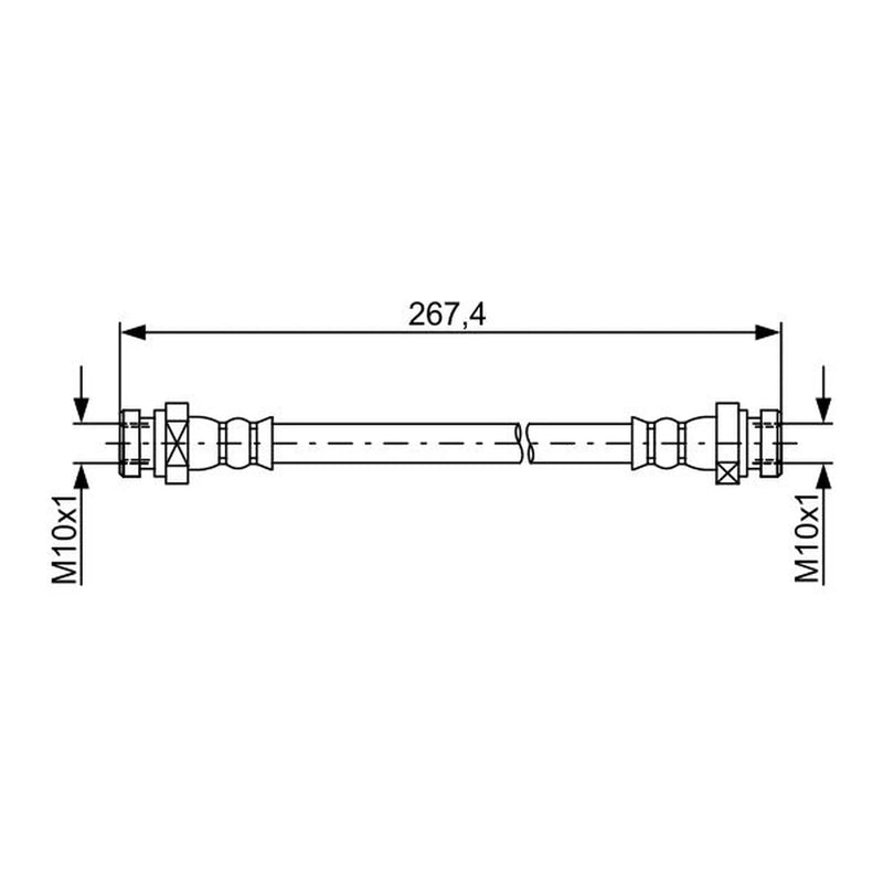 Bosch Brake Hydraulic Hose Line Rear Right fits Hyundai I10 I 2007-2013