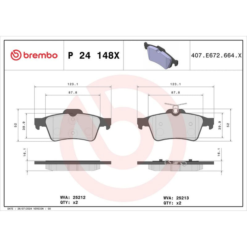 Brembo 4 x Rear Brake Pad Set fits Ford C-Max II 2010-2019 1.0 1.5 1.6 2.0