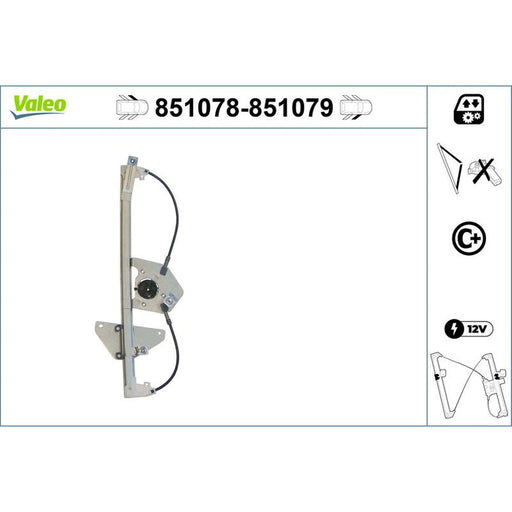 Valeo Electric Window Regulator Lifter Right Front 851079