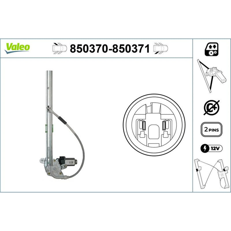 Valeo Electric Window Regulator Lifter Right Rear 850371