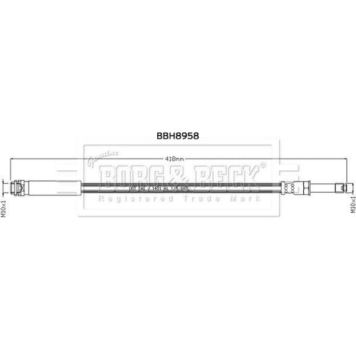 Borg & Beck Brake Hydraulic Hose Line Front Ri BBH8958