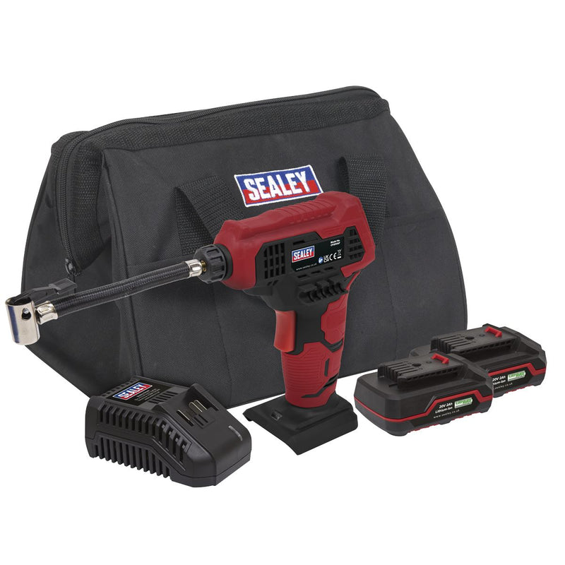 Sealey Cordless Air Pump Kit 20V SV20 Series 2 Batteries CP20VAPKIT Sealey - Dynamic Drive