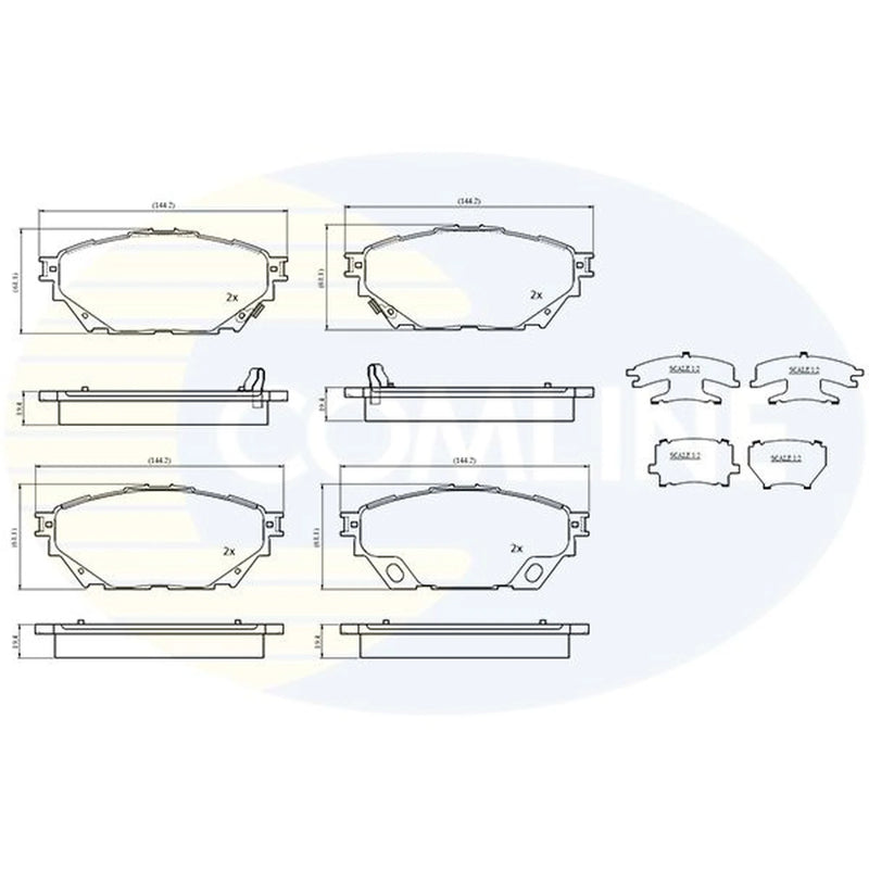 Comline 8 x Front Brake Pad Set fits Mitsubishi Canter VI 1995-2005