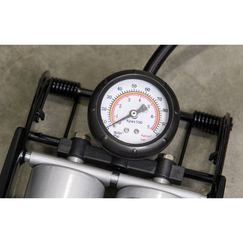 Sealey Foot Pump Twin Barrel FP4 Sealey - Dynamic Drive