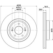 Mintex 2 x Vented Front Brake Discs MDC2981C-x2