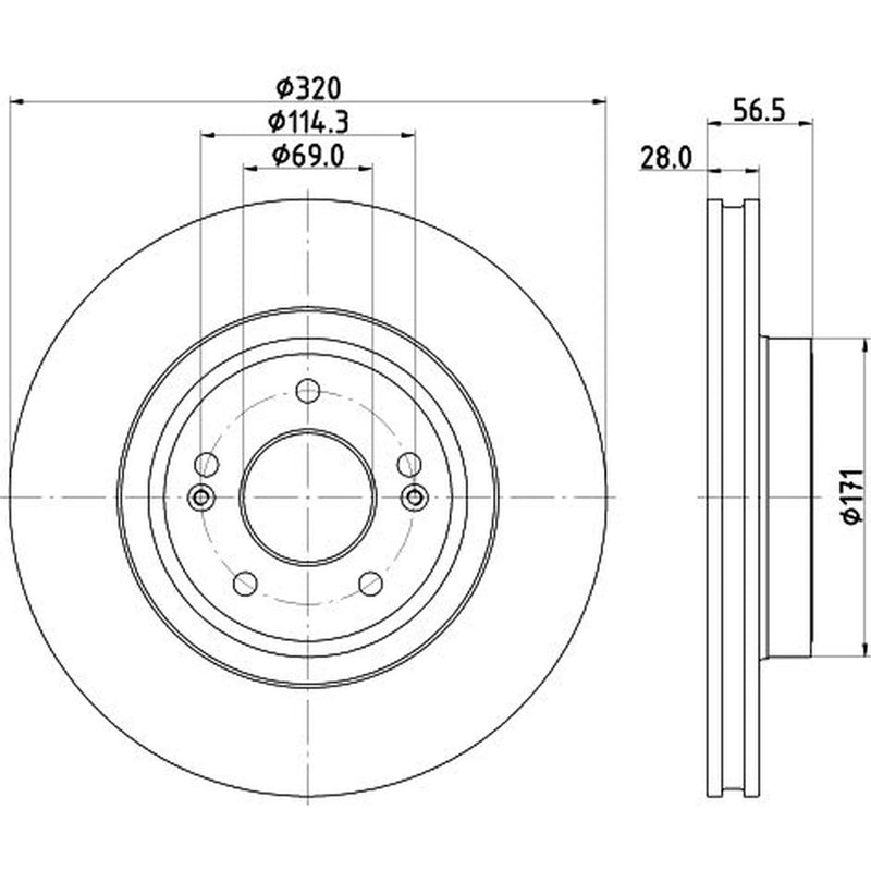 Mintex 2 x Vented Front Brake Discs MDC2981C-x2