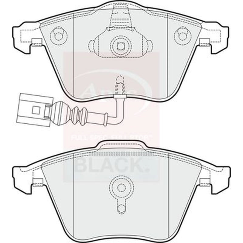 Apec Black Front Brake Pad Set fits Audi A3 2006-2013