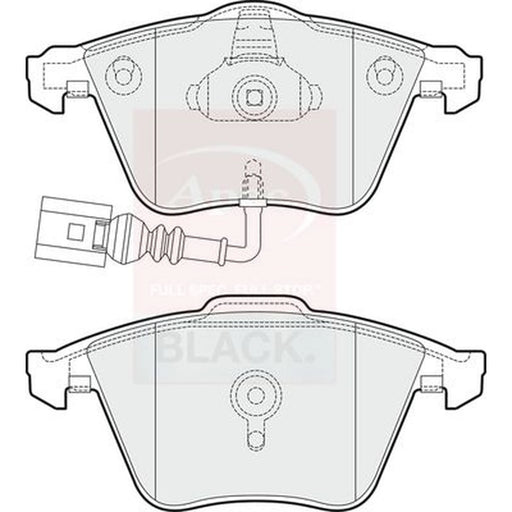 Apec Black Front Brake Pad Set fits Audi A3 2006-2013