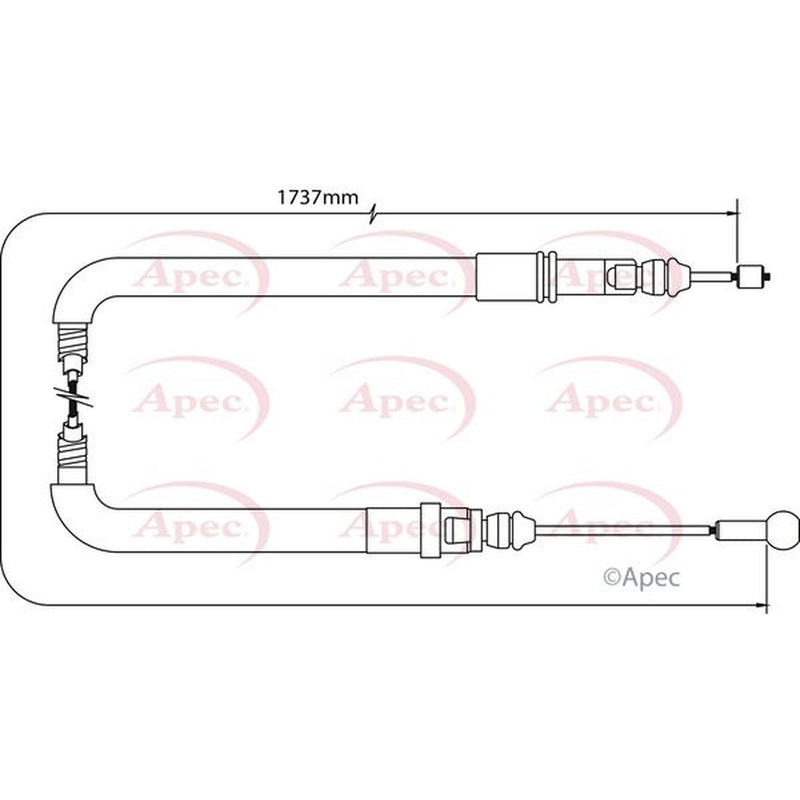 Apec Handbrake Cable Left Rear fits Citroën Dispatch II 2007-2016 1.6 2.0