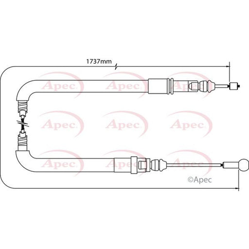 Apec Handbrake Cable Left Rear fits Citroën Dispatch II 2007-2016 1.6 2.0