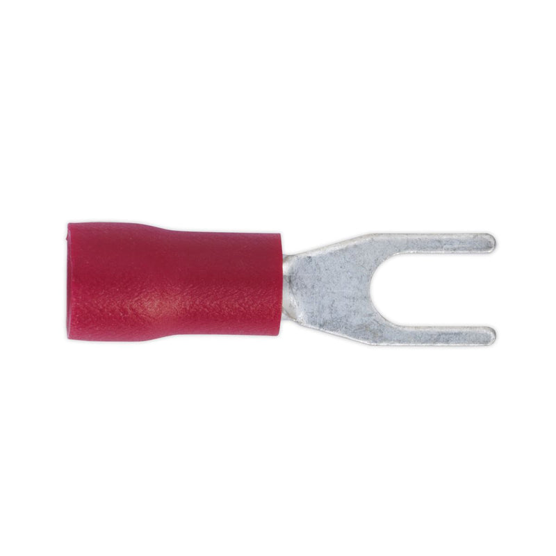 Sealey Easy-Entry Fork Terminal 3.7mm (4BA) Red Pack of 100 RT13 Sealey  - Dynamic Drive