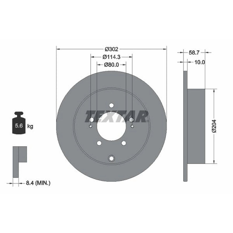 Textar 2 x Solid Rear Brake Discs 92167003-x2