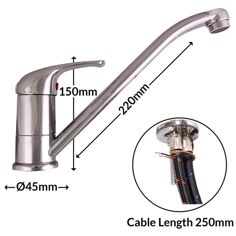 Ducale Chrome Mixer Tap 22cm Spout Robust Chrome Mixer Tap with 22cm Spout fo Nova - Dynamic Drive