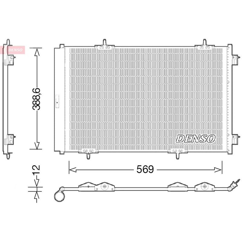 Denso Air Conditioning Condenser fits Citroën C-Elysee 2012-2018 1.2 1.5 1.6
