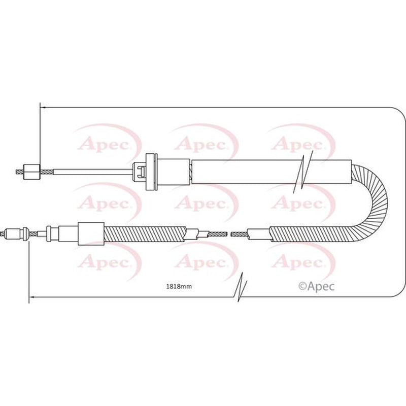 Apec Handbrake Cable Right Rear fits Citroën Berlingo 1996-2011 1.4 1.8 1.9