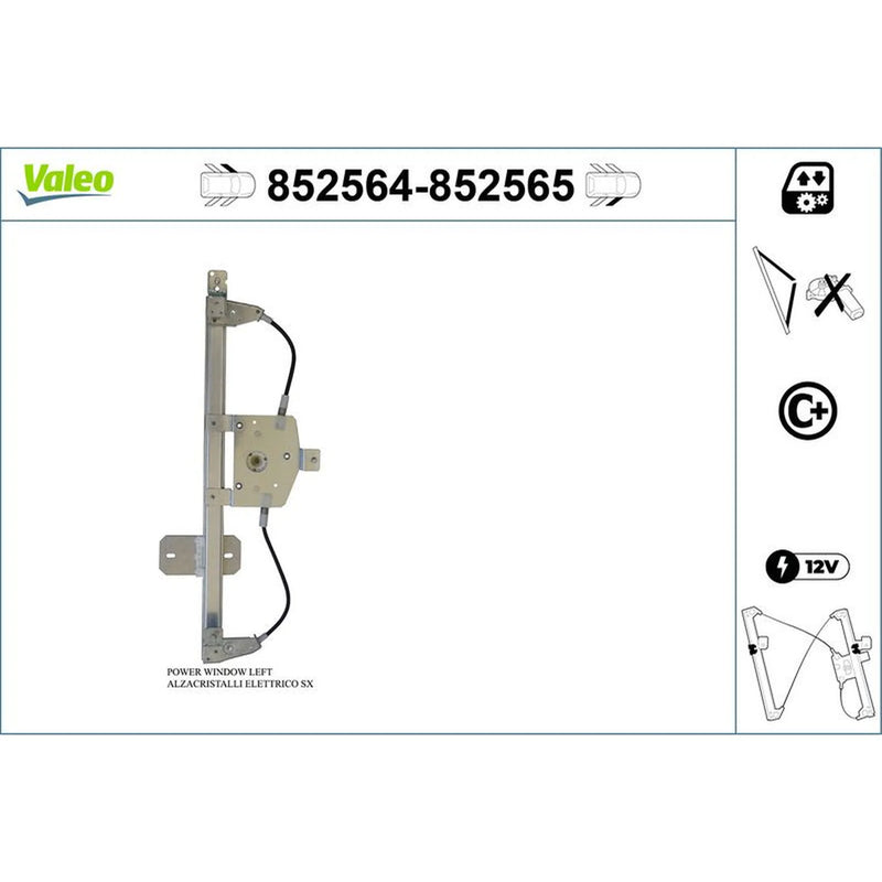 Valeo Electric Window Regulator Lifter Right Front 852565