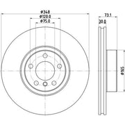 DON 2 x Internally Vented Brake Discs fits BMW X4 2015-2018