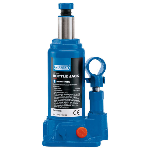 Draper Hydraulic Bottle Jack, 2 Tonne 13064 Draper - Dynamic Drive