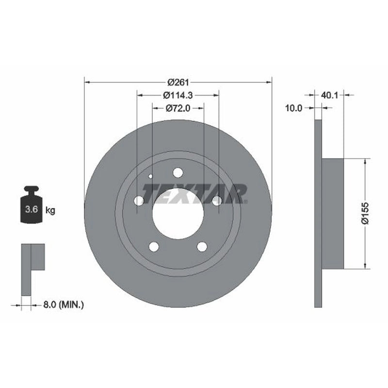 Textar 2 x Solid Rear Brake Discs 92062100-x2