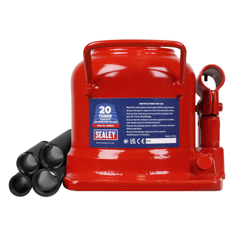 Sealey Low Profile Telescopic Bottle Jack 20 Tonne BJ20LE Sealey - Dynamic Drive