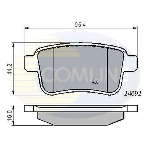 Comline 4 x Rear Brake Pad Set fits Mercedes-Benz Citan Dualiner 2012-2021
