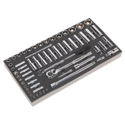Sealey Tool Tray with Socket Set 62pc 1/4" & 1/2"Sq Drive Metric S01122 Sealey - Dynamic Drive