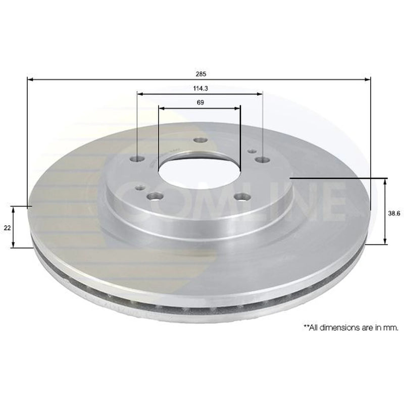 Comline 2 x Brake Discs fits Mitsubishi Shogun Pinin I 1999-2007 1.8 2.0